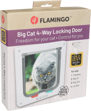 Flamingo Kattenluik Groot  4 standen Vego wit