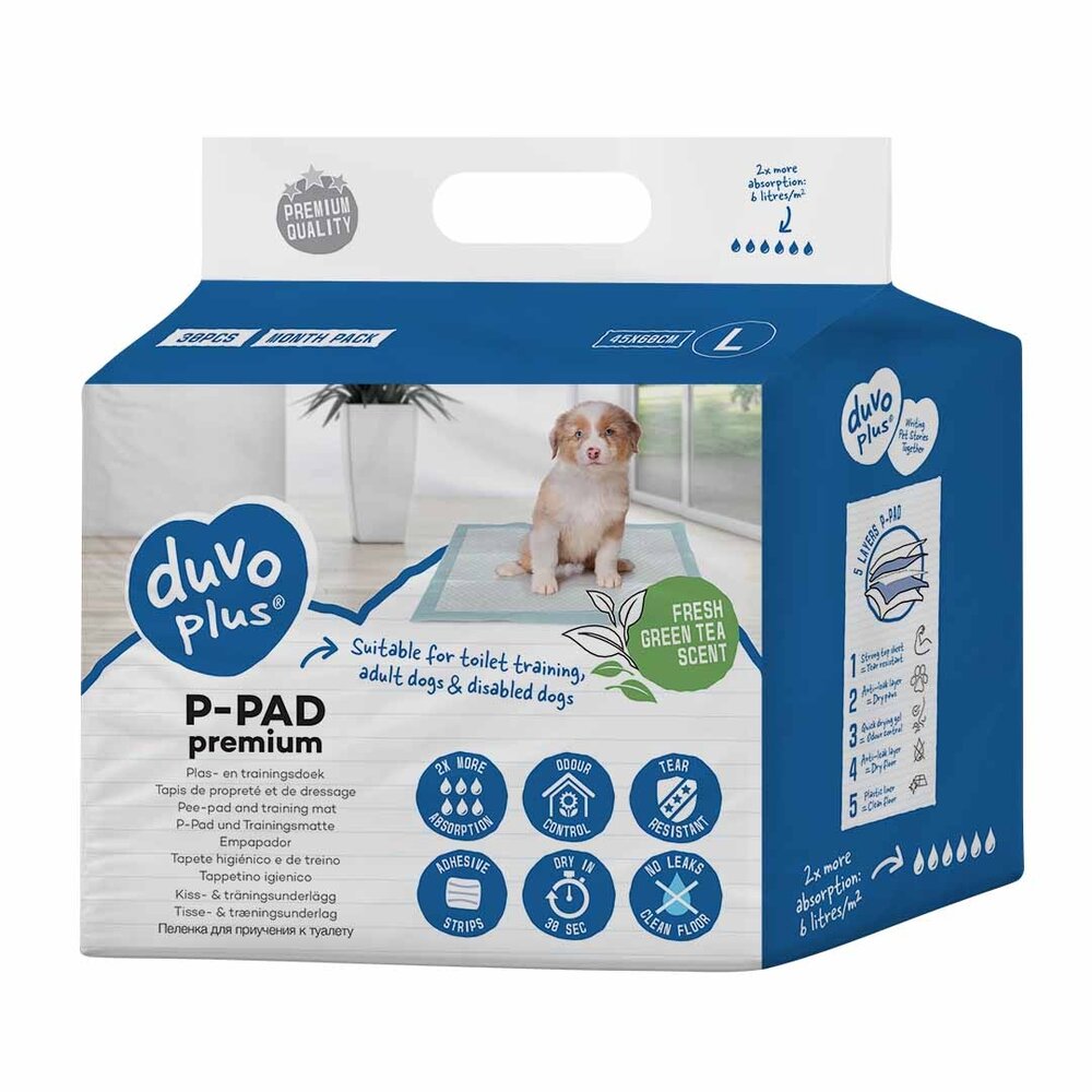 Duvo+ Puppy Pads Groene Theegeur - 30 stuks (45 x 60 cm)