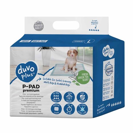 Duvo+ Puppy Pads Groene Theegeur - 30 stuks (45 x 60 cm)