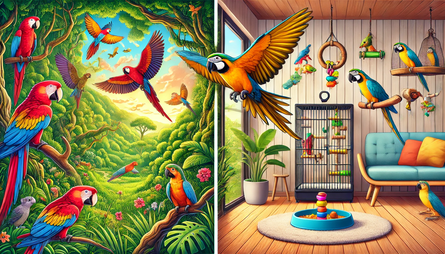 Papegaaien in het wild vs. in gevangenschap: Wat zijn de verschillen?