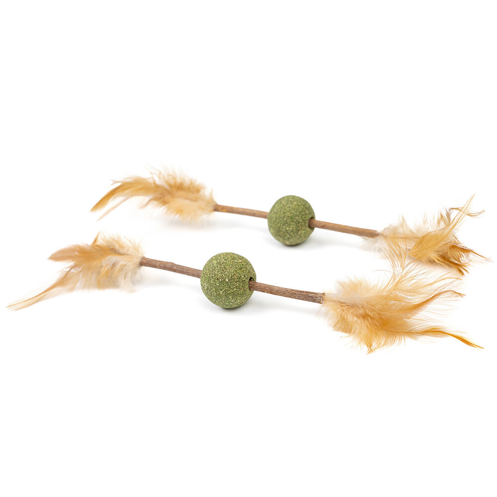 CanadianCat Company Kattenspeeltje Catnip Bal met Matatabi Stick en Veer CanadianCat Company Kattenspeeltje Catnip Bal met Matatabi Stick en Veer