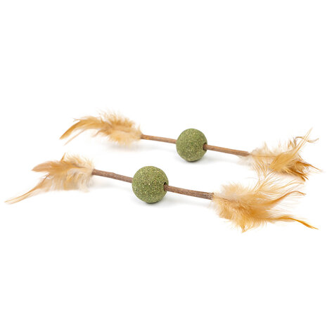 CanadianCat Company Kattenspeeltje Catnip Bal met Matatabi Stick en Veer CanadianCat Company Kattenspeeltje Catnip Bal met Matatabi Stick en Veer
