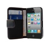 iPhone 4 / 4S lederen flip hoes - met bankpas vakjes
