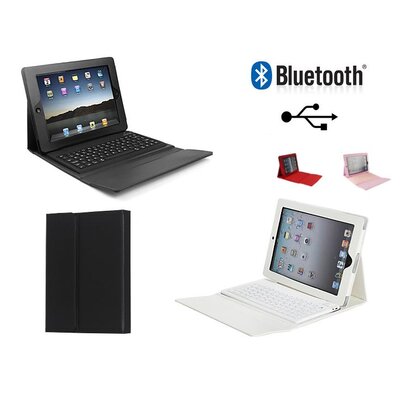 iPad 2 / 3 / 4 lederen hoes met bluetooth toetsenbord