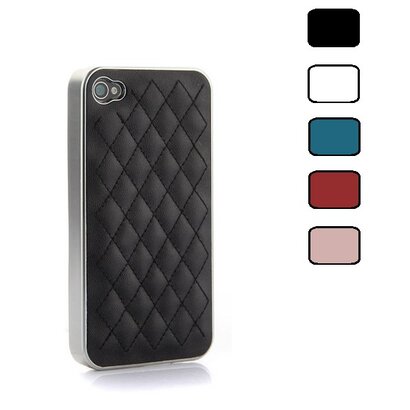 iPhone 4 / 4S hoesje lederen - Chrome met kussentjes