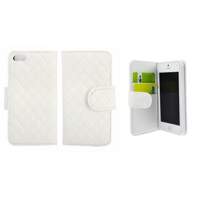 iPhone 5 / 5S lederen flip hoes - met bankpas vakjes & kussen patroon