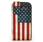 Samsung Galaxy S3 / i9300 lederen flip hoes - Amerikaanse vlag