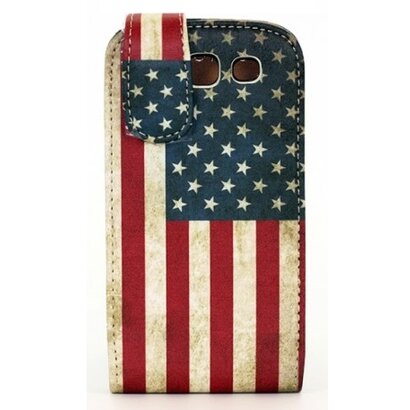 Samsung Galaxy S3 / i9300 lederen flip hoes - Amerikaanse vlag