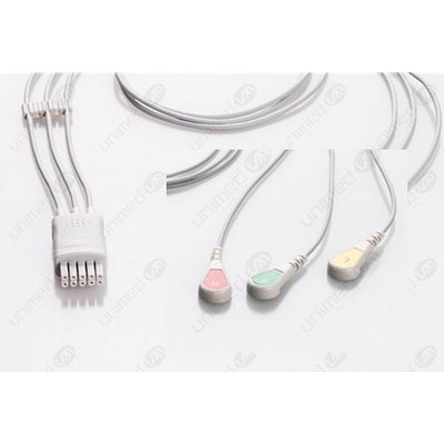 Unimed 3- lead ECG Leadwire, SNAP,Datascope/Mindray