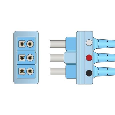 Unimed Philips Twin Pin (AA Style), Disposable 3-lead SNAP,shielded ribbon cable, 90cm, 10pc/pck