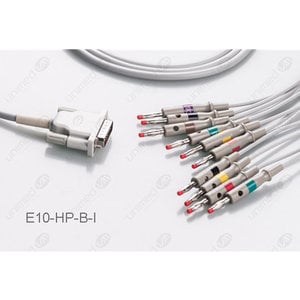 Unimed 10-lead One Piece EKG Fixed Cable + Resister, Banana, Philips/HP