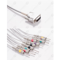 Unimed 10-lead One Piece EKG Fixed Cable + Resister, Needle, Philips/HP