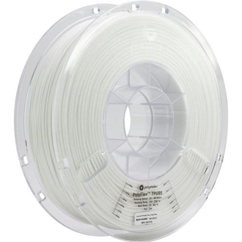  Polymaker PolyFlex™ TPU95, White/wit, flexibel filament - 750 gram 