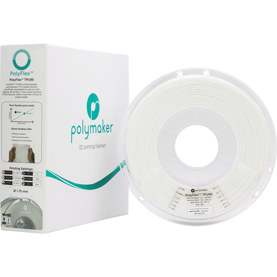 PolyFlex™ TPU95, White/wit, flexibel filament - 750 gram-4