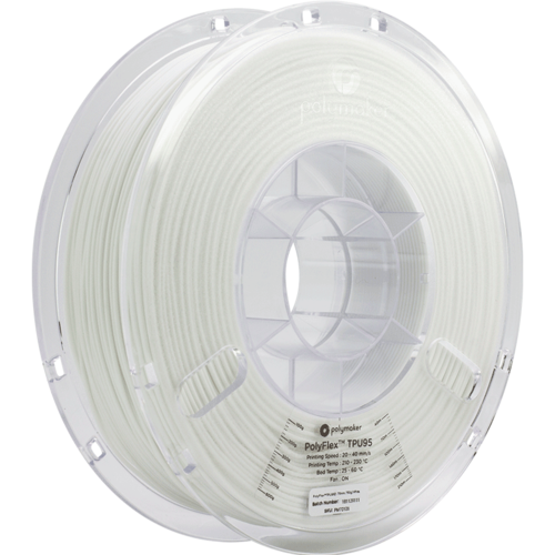  Polymaker PolyFlex™ TPU95-High Flow, white, flexible filament - 1 KG/1000 grams 