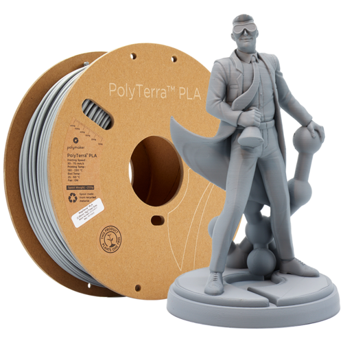  Polymaker PolyTerra™ PLA Grijs, 1KG, Fossil Grey, 1.000 gram 3D filament 