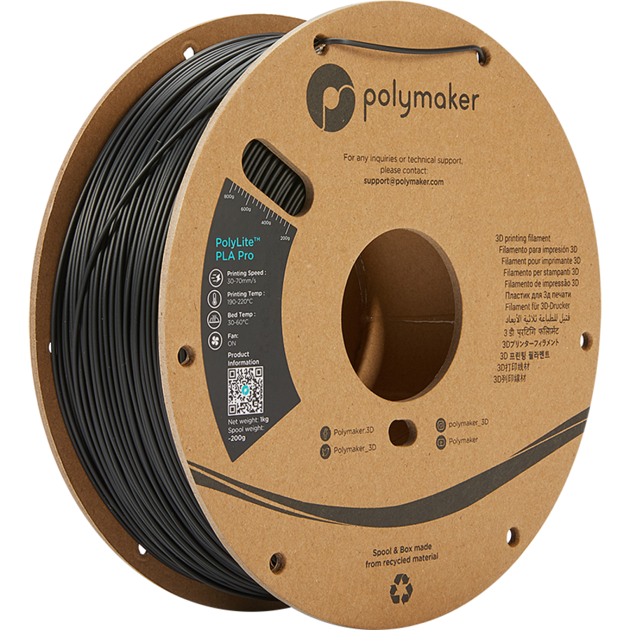 PolyLite™ PLA PRO - BLACK, 1 KG professional Jam Free 3D filament-1