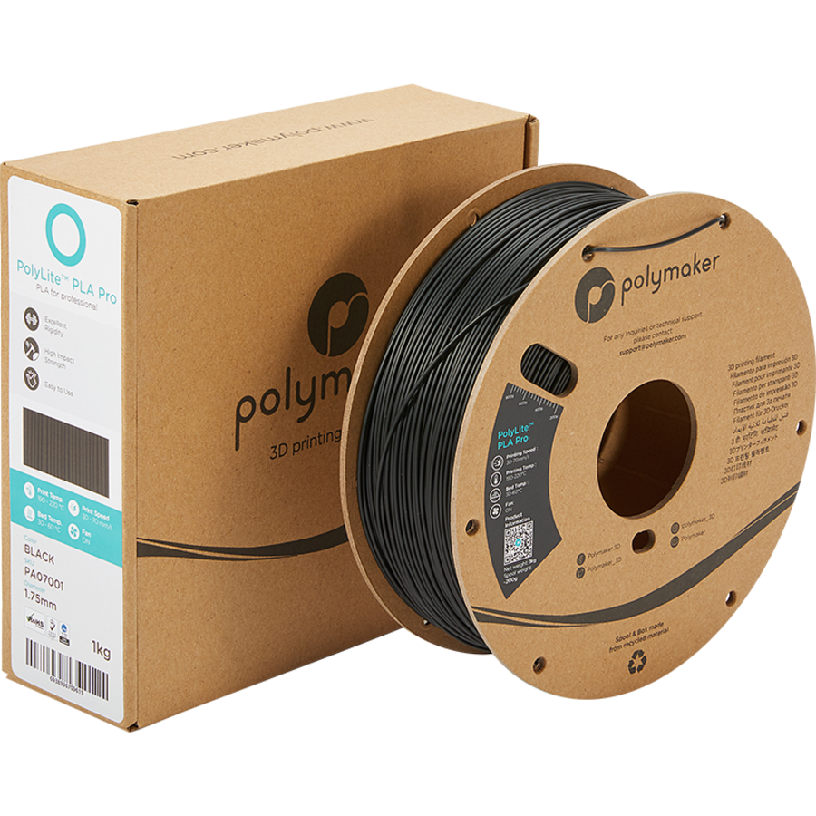 PolyLite™ PLA PRO - BLACK, 1 KG professional Jam Free 3D filament-4