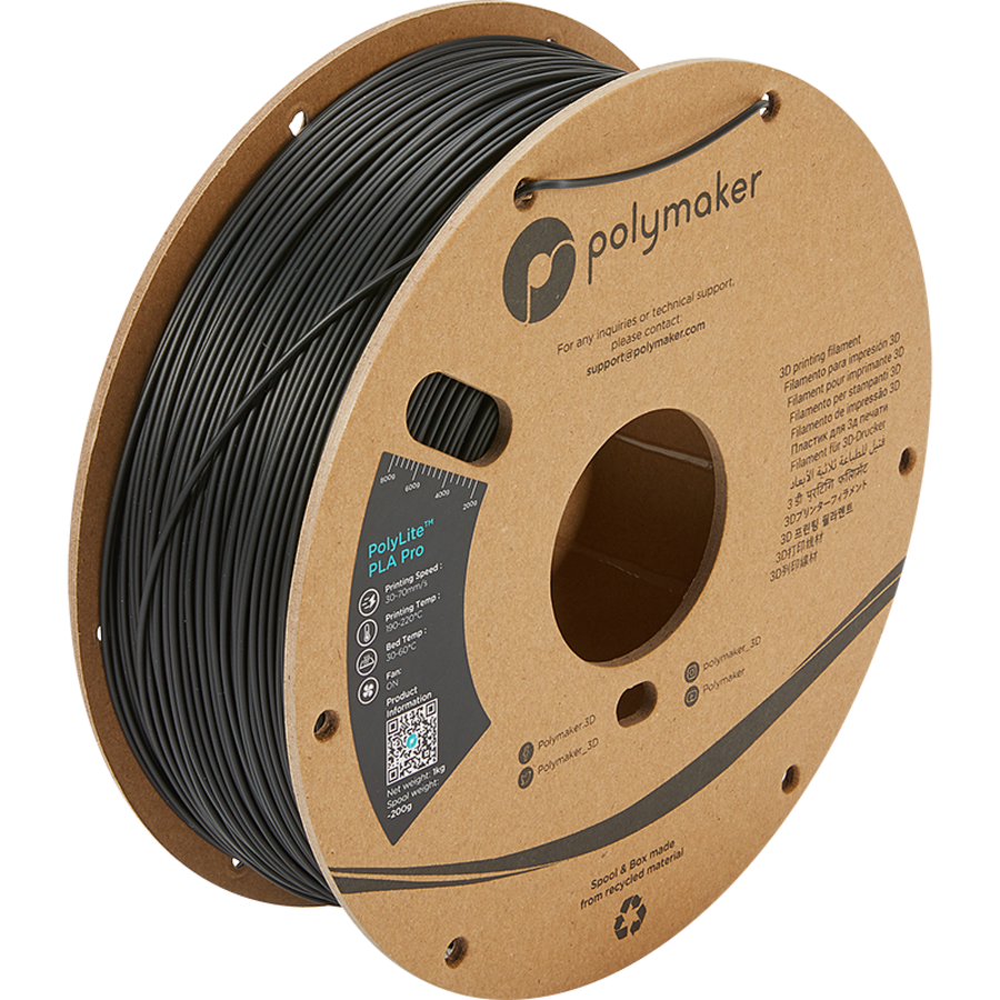 PolyLite™ PLA PRO - BLACK, 1 KG professional Jam Free 3D filament-5