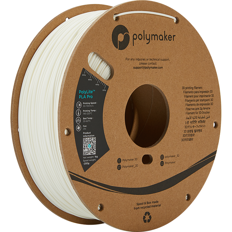 PolyLite™ PLA PRO - WHITE, 1 KG professional Jam Free 3D filament-1
