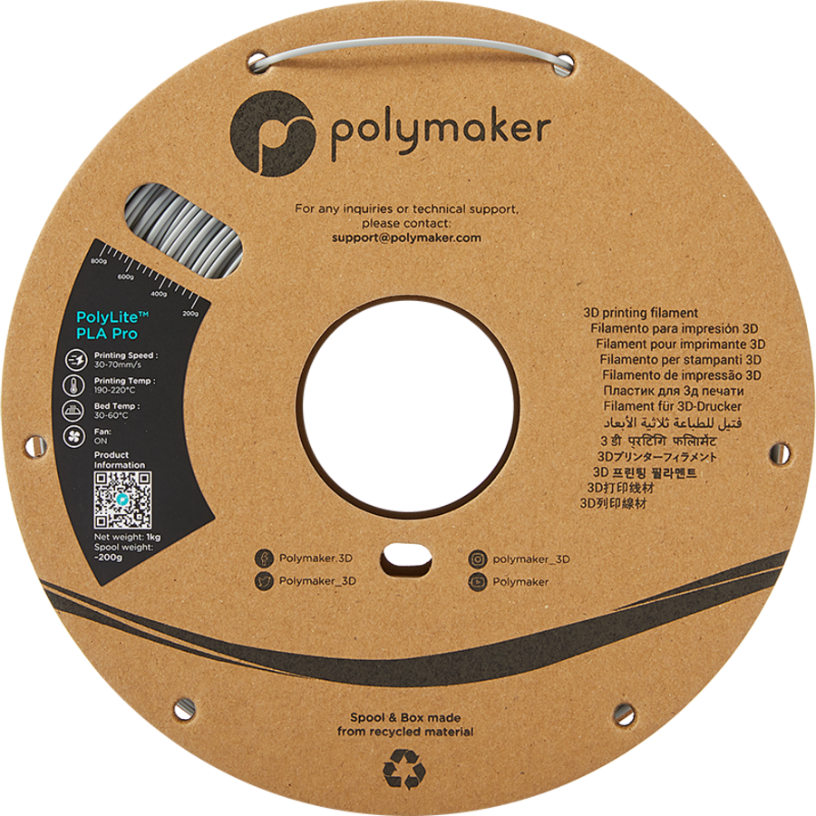 PolyLite™ PLA PRO - grijs, 1 KG professional Jam Free 3D filament-3