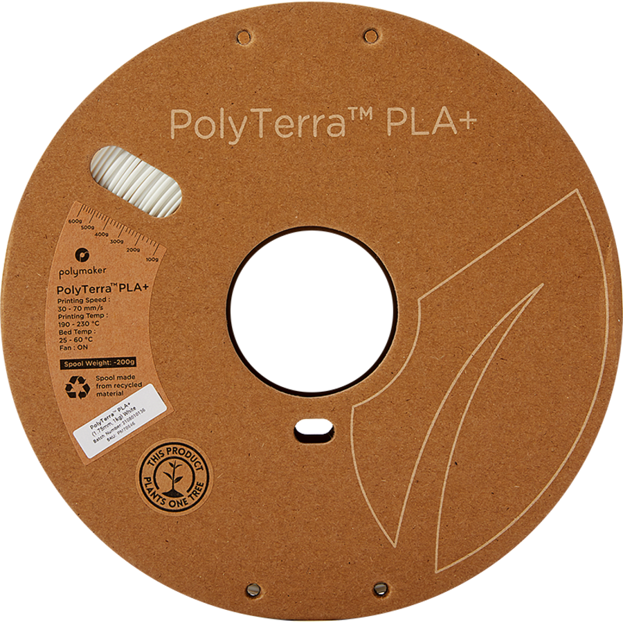 PolyTerra™ PLA PLUS - WHITE, matte, enhanced PLA, 1KG 3D filament-2