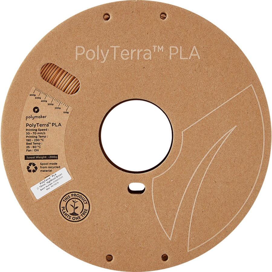 PolyTerra™ PLA Wood Brown, 1KG 3D filament-3
