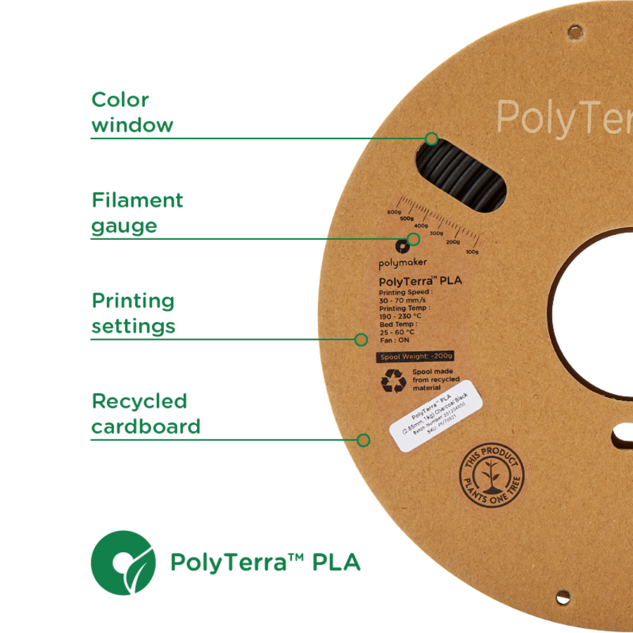 PolyTerra™ PLA PLUS - ZWART, mat, verbeterd PLA, 1KG 3D filament-4