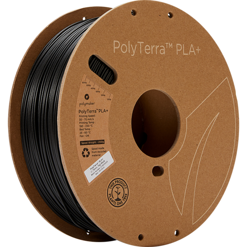  Polymaker PolyTerra™ PLA PLUS - ZWART, mat, verbeterd PLA, 1KG 3D filament 