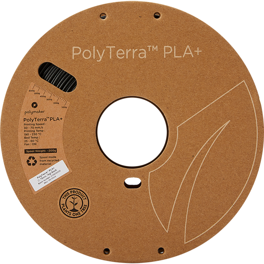 PolyTerra™ PLA PLUS - ZWART, mat, verbeterd PLA, 1KG 3D filament-7