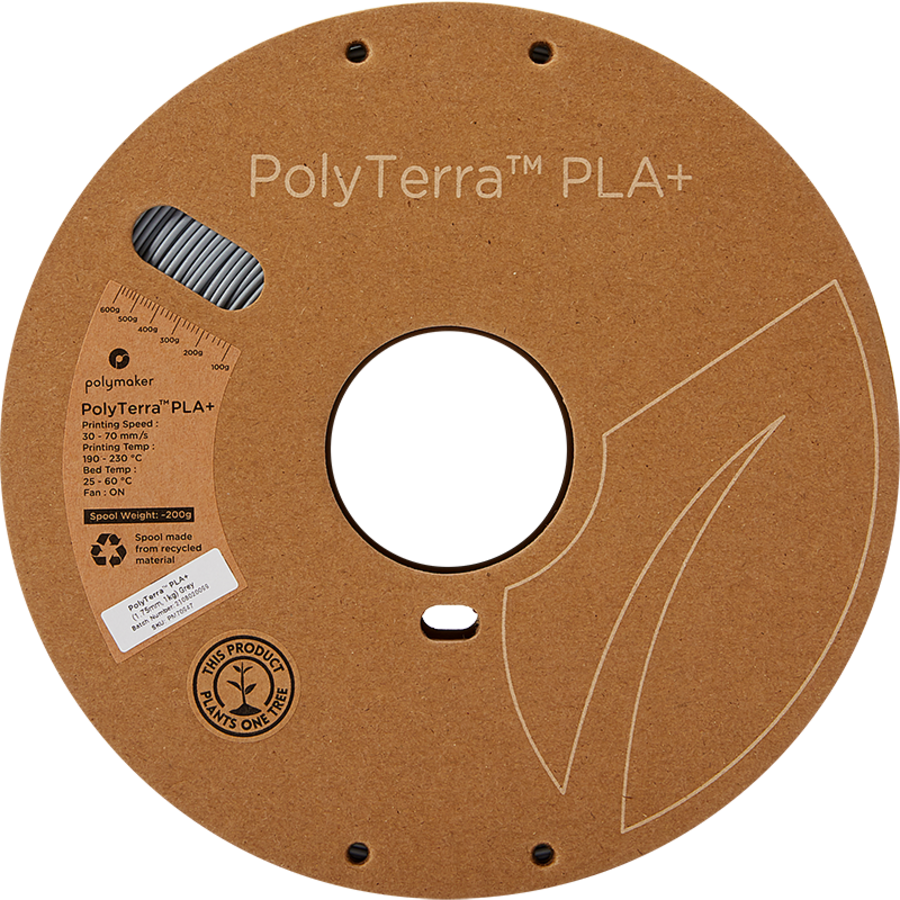 PolyTerra™ PLA PLUS - GRIJS, mat, verbeterd PLA, 1KG 3D filament-7