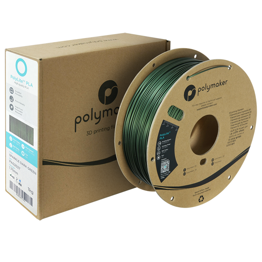 PolyLite™ PLA SPARKLE Donker Groen, 1 KG Jam Free 3D filament-5