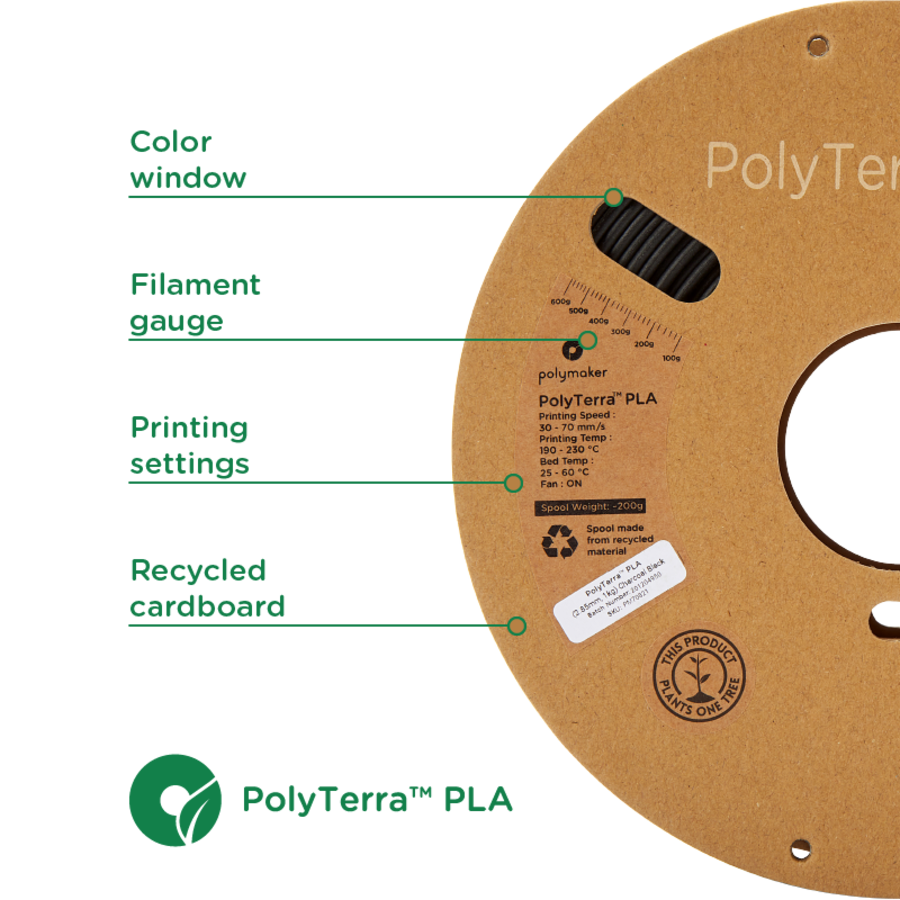 PolyTerra™ 3KG PLA black, Charcoal Black, 3.000 grams 3D filament-2