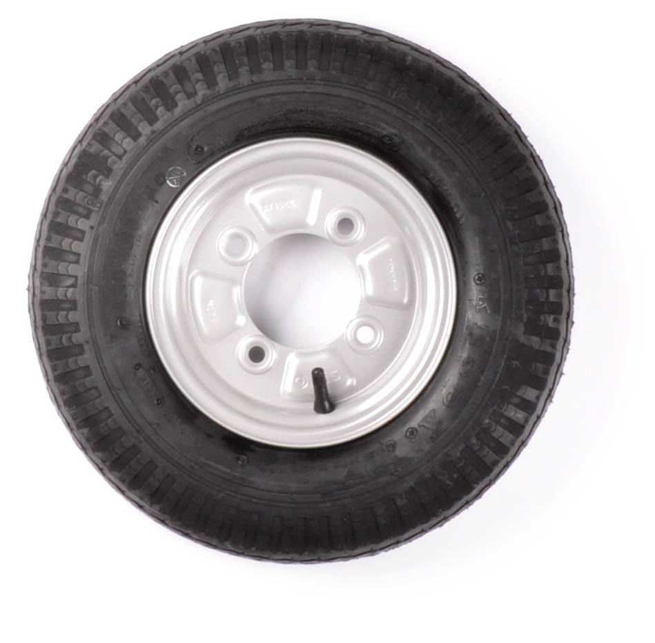 Compleet wiel - 4.80/4.00 - 8 band + velg - franse steek: 4x115 - 4PR - draagvermogen 265 kg - naafdiameter 85 mm