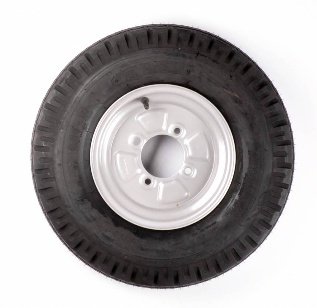 Compleet wiel - 5.00-10 band + velg - franse steek: 4x115 - draagvermogen 355 kg - 4PR - naafdiameter 85 mm