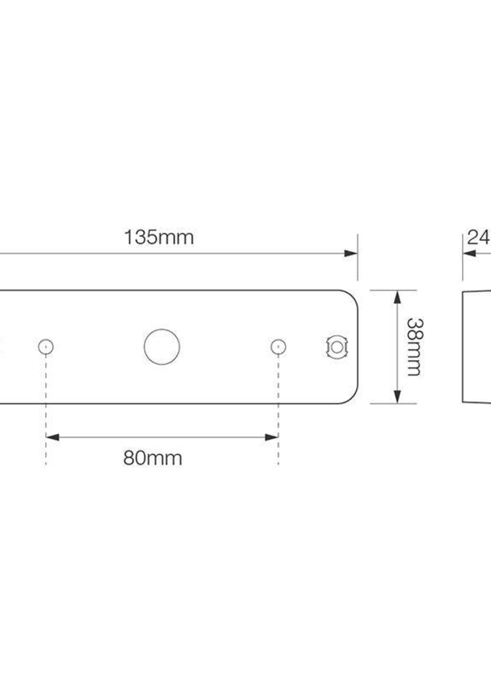 Cantonal Achterlicht LED 135x38x24 mm - 3 functies LED