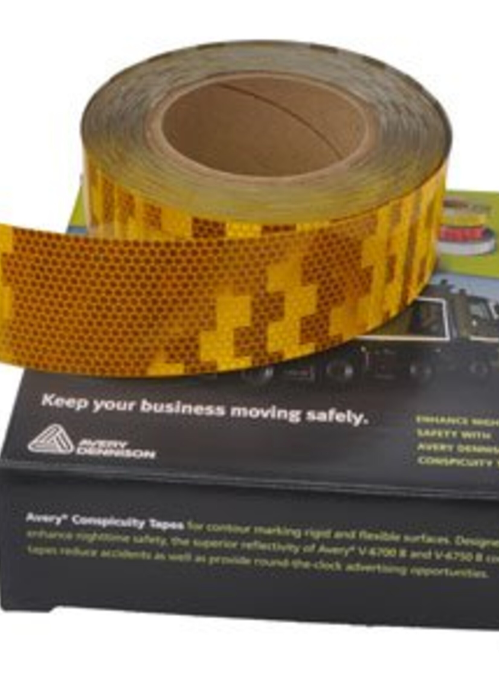 Avery 50 meter reflecterende tape voor harde ondergrond - oranje/geel