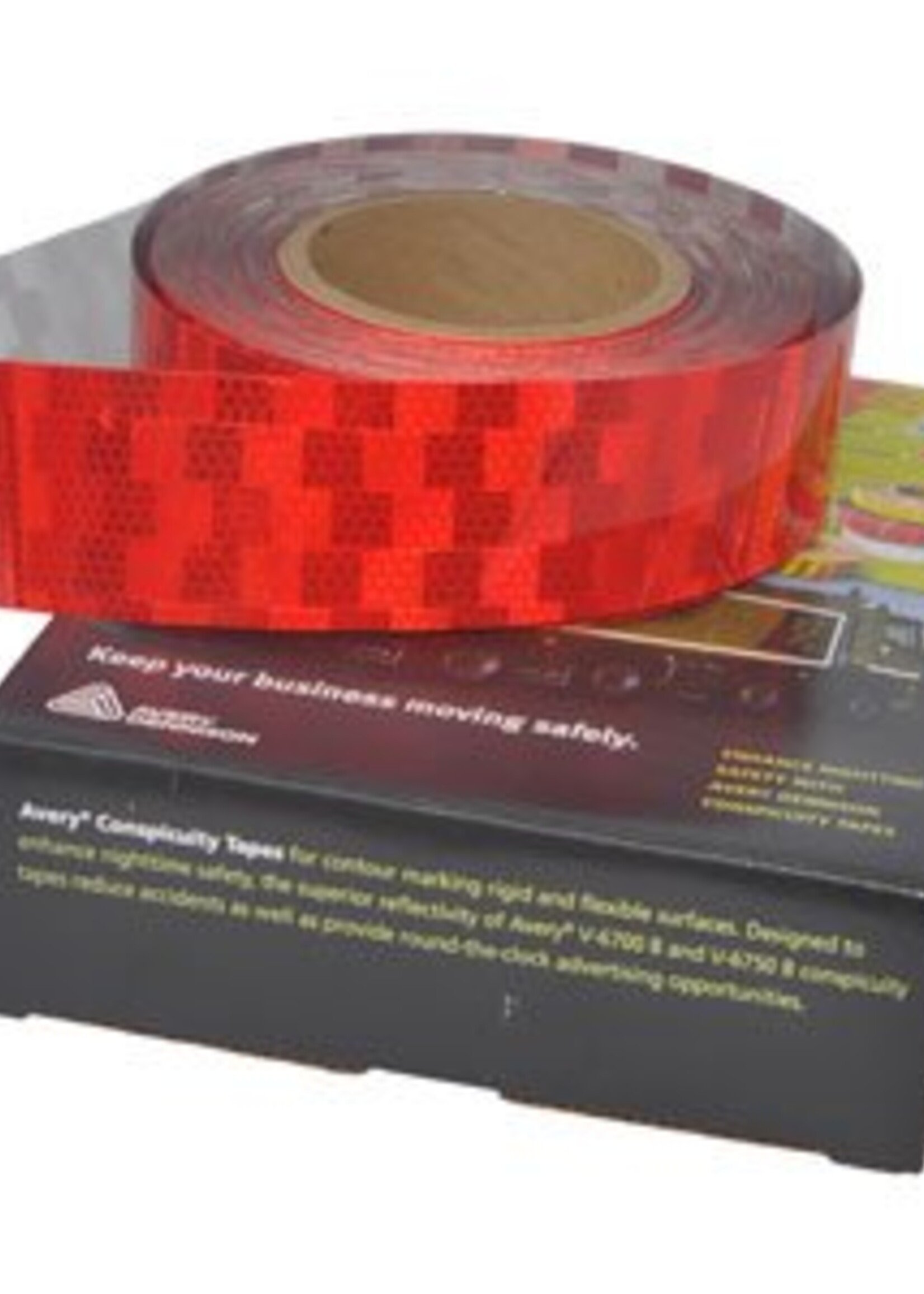 Avery 50 meter reflecterende tape voor harde ondergrond - rood