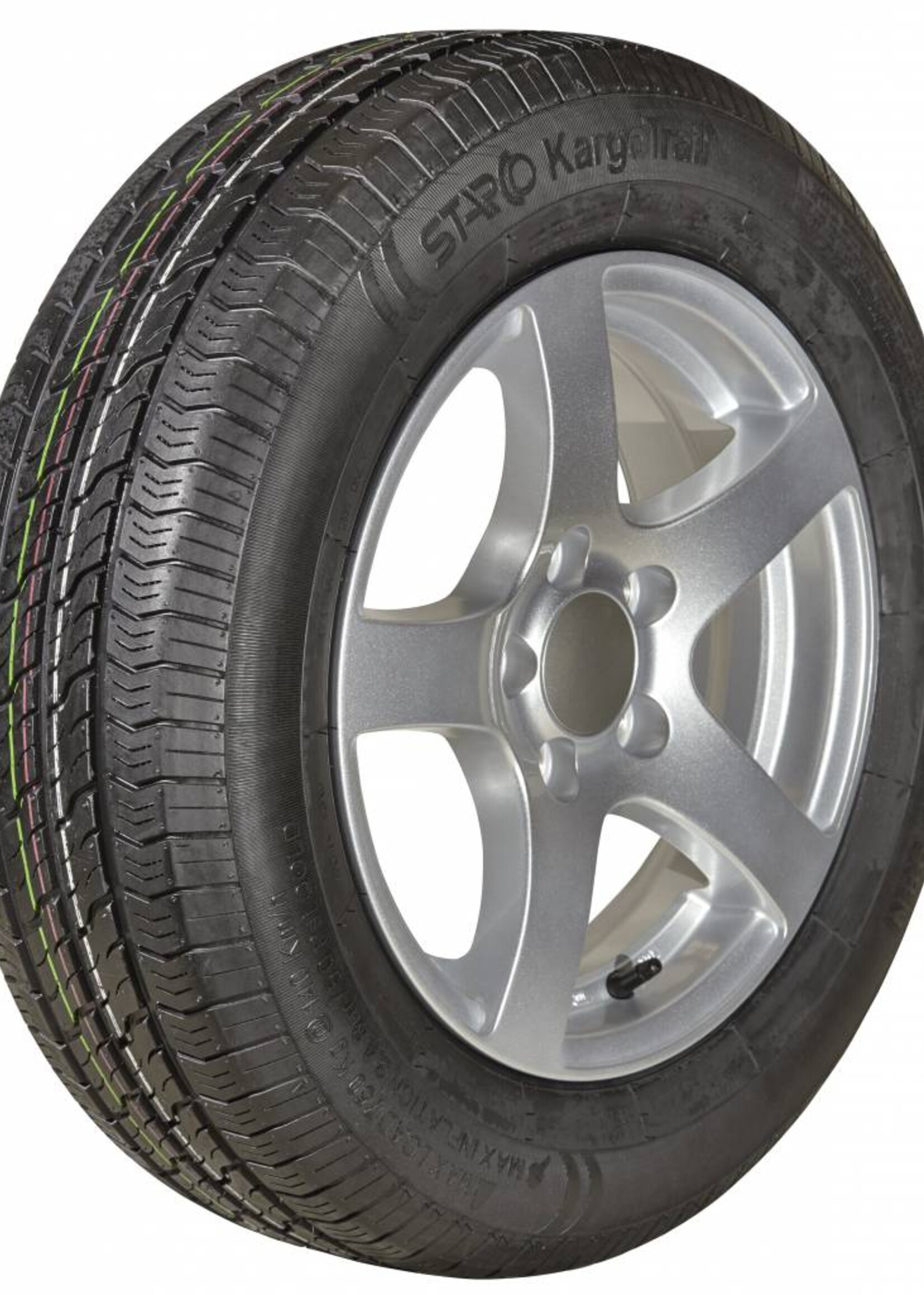 Kargotrail Compleet wiel op lichtmetalen velg zilver 195/50R13  5x112 draagvermogen - 900kg - 67 mm naafdiameter