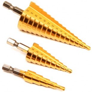 3 stuks stappenboren plaatfrezen met titanium coating