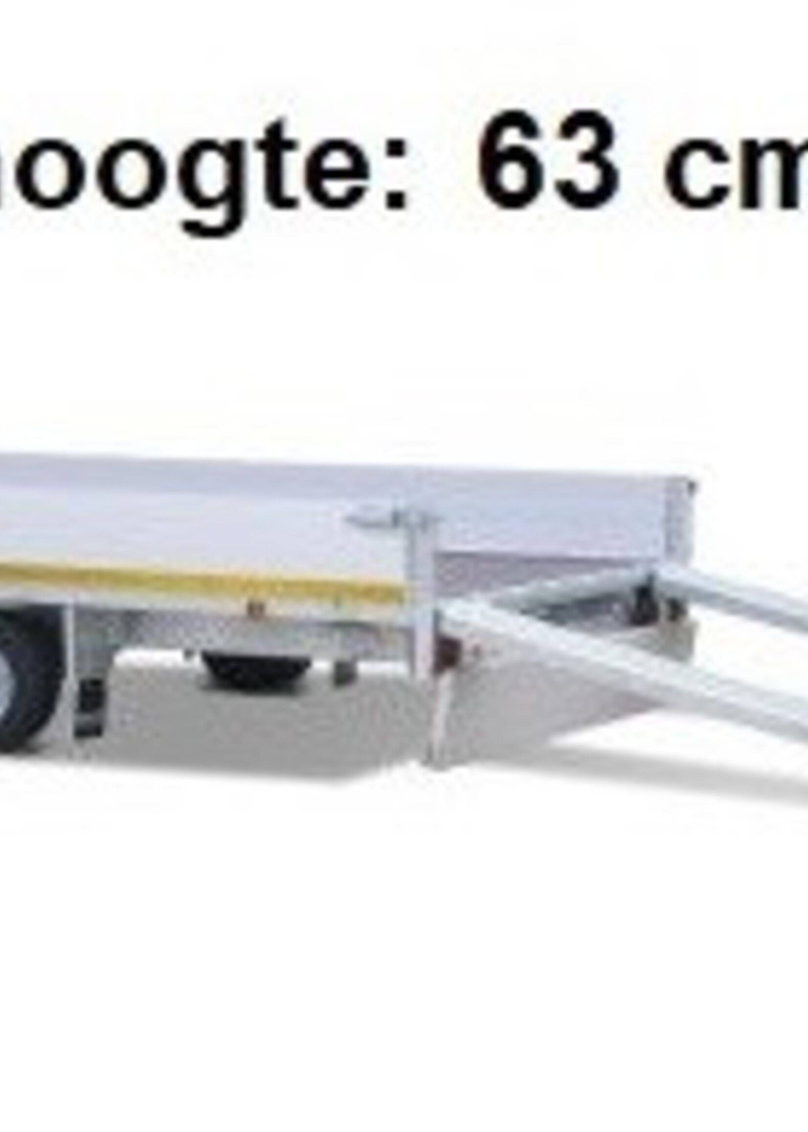 Eduard Geremde Eduard multitransporter - 406x180 cm - 3500 kg bruto laadvermogen - 63 cm laadvloerhoogte - 30 cm borden - inclusief oprijplaten en handlier