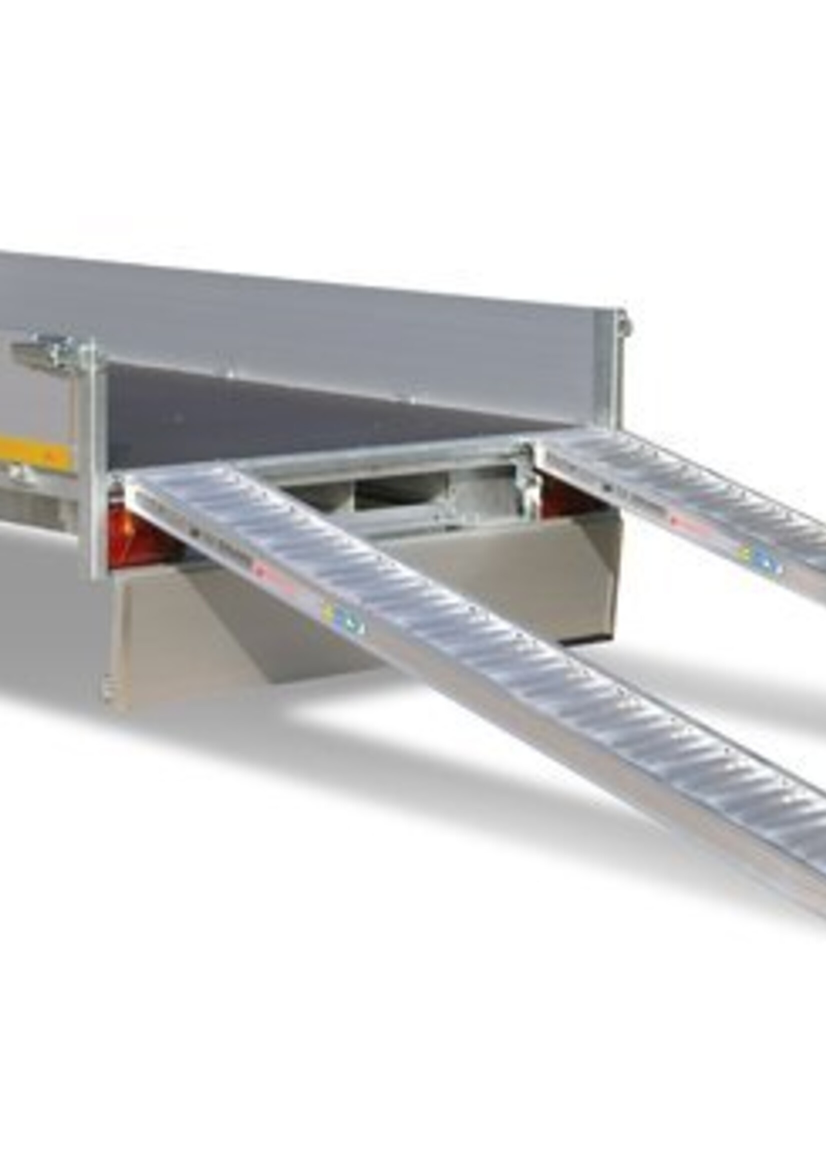 Eduard Geremde Eduard multitransporter - 406x200 cm - 3500 kg bruto laadvermogen - 63 cm laadvloerhoogte - 30 cm borden - inclusief oprijplaten en handlier