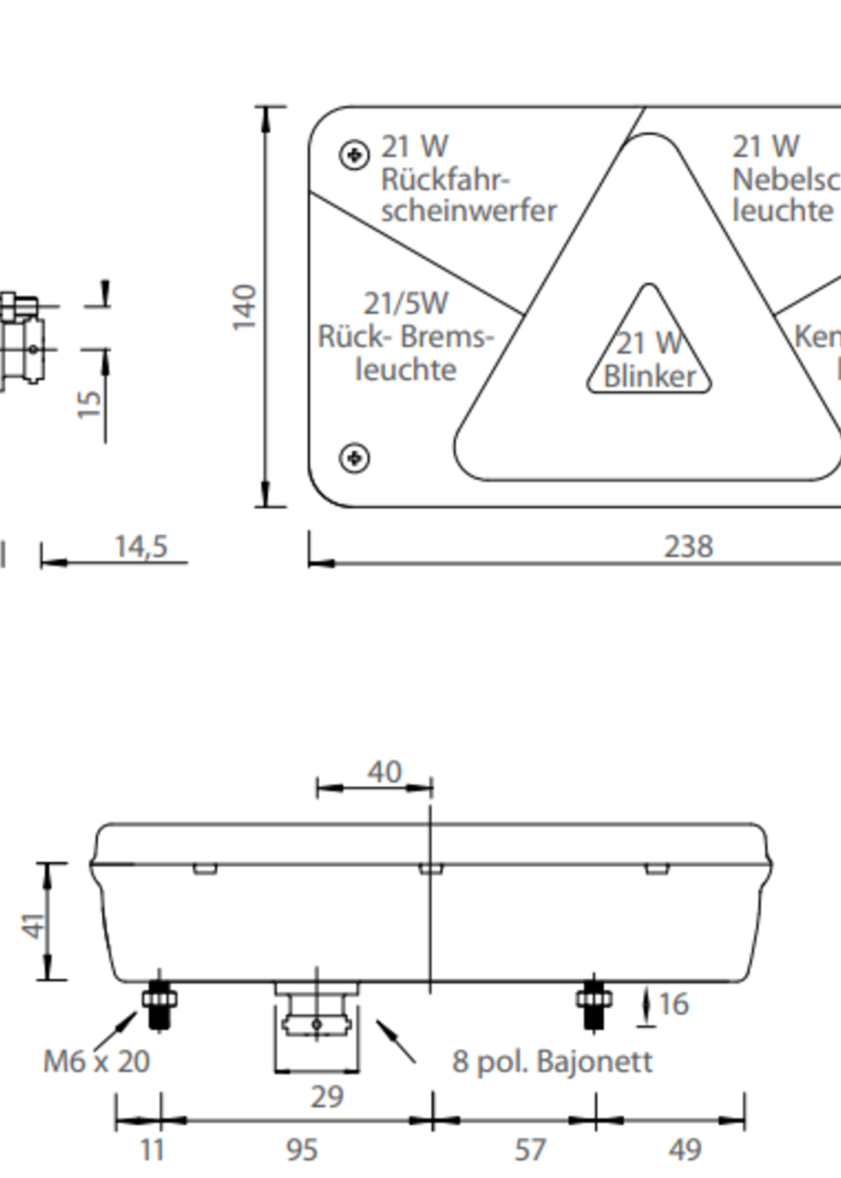 Aspock Multipoint 5 Rechts achterlicht 8 polige centrale stekkeraansluiting