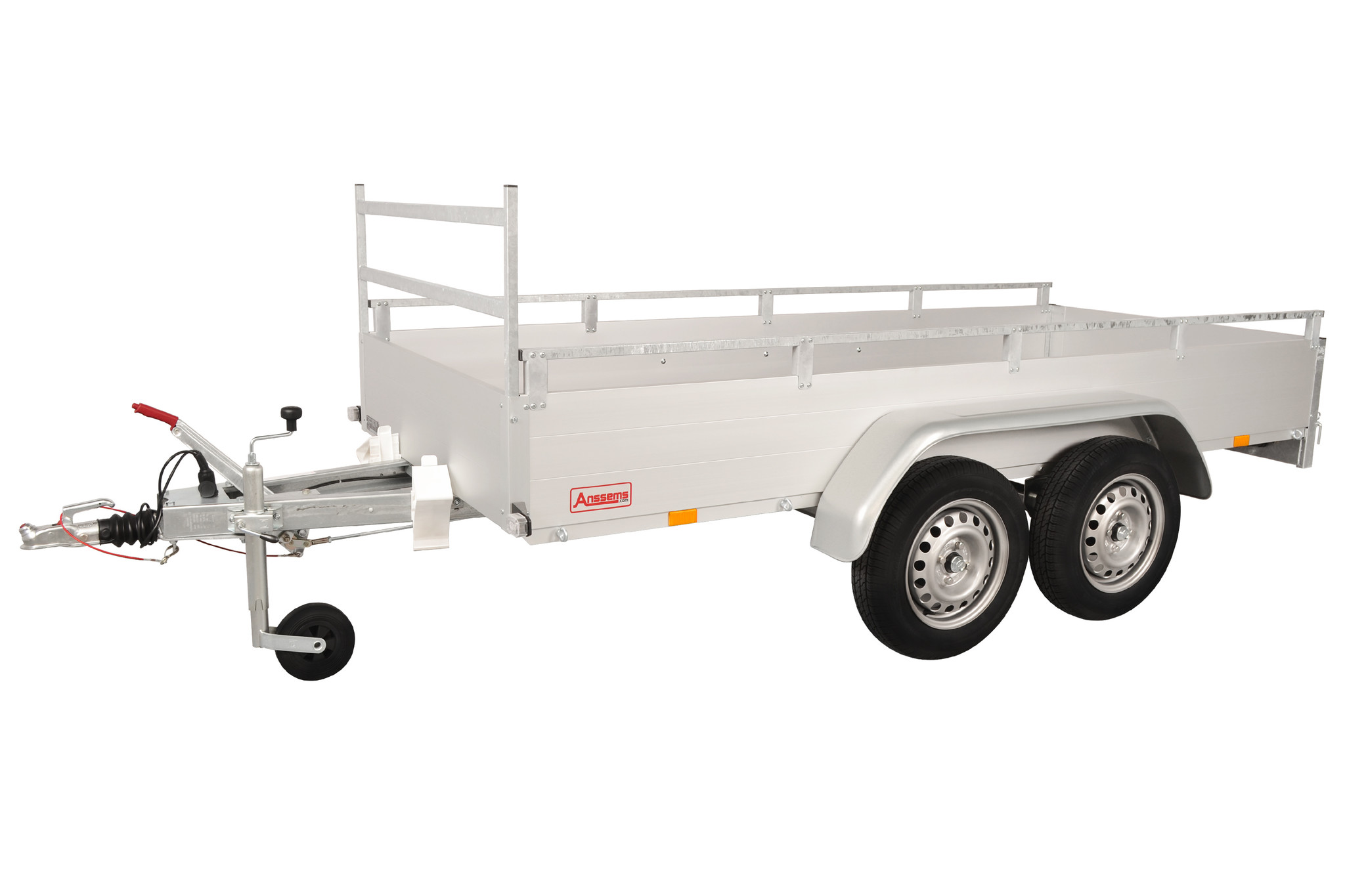 Anssems GTT 2000 R bakwagen - 2000 kg bruto laadvermogen - 251x126 cm laadoppervlak - geremd - inclusief reling en voorrek
