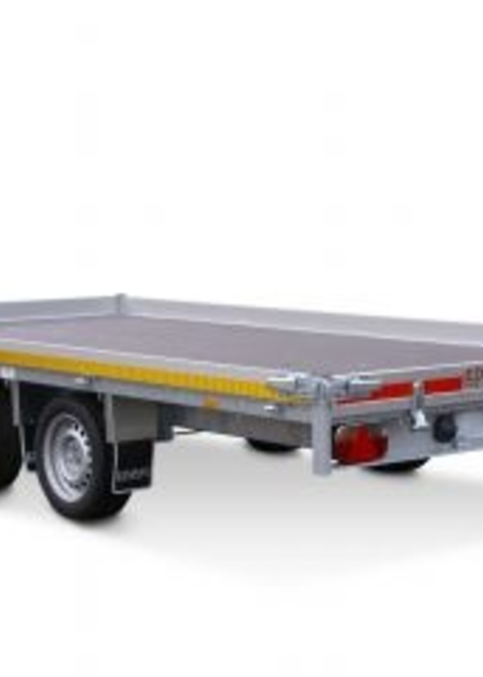 Eduard Geremde Eduard multitransporter - 406x200 cm - 3000 kg bruto laadvermogen - 63 cm laadvloerhoogte - 10 cm borden - inclusief oprijplaten en handlier