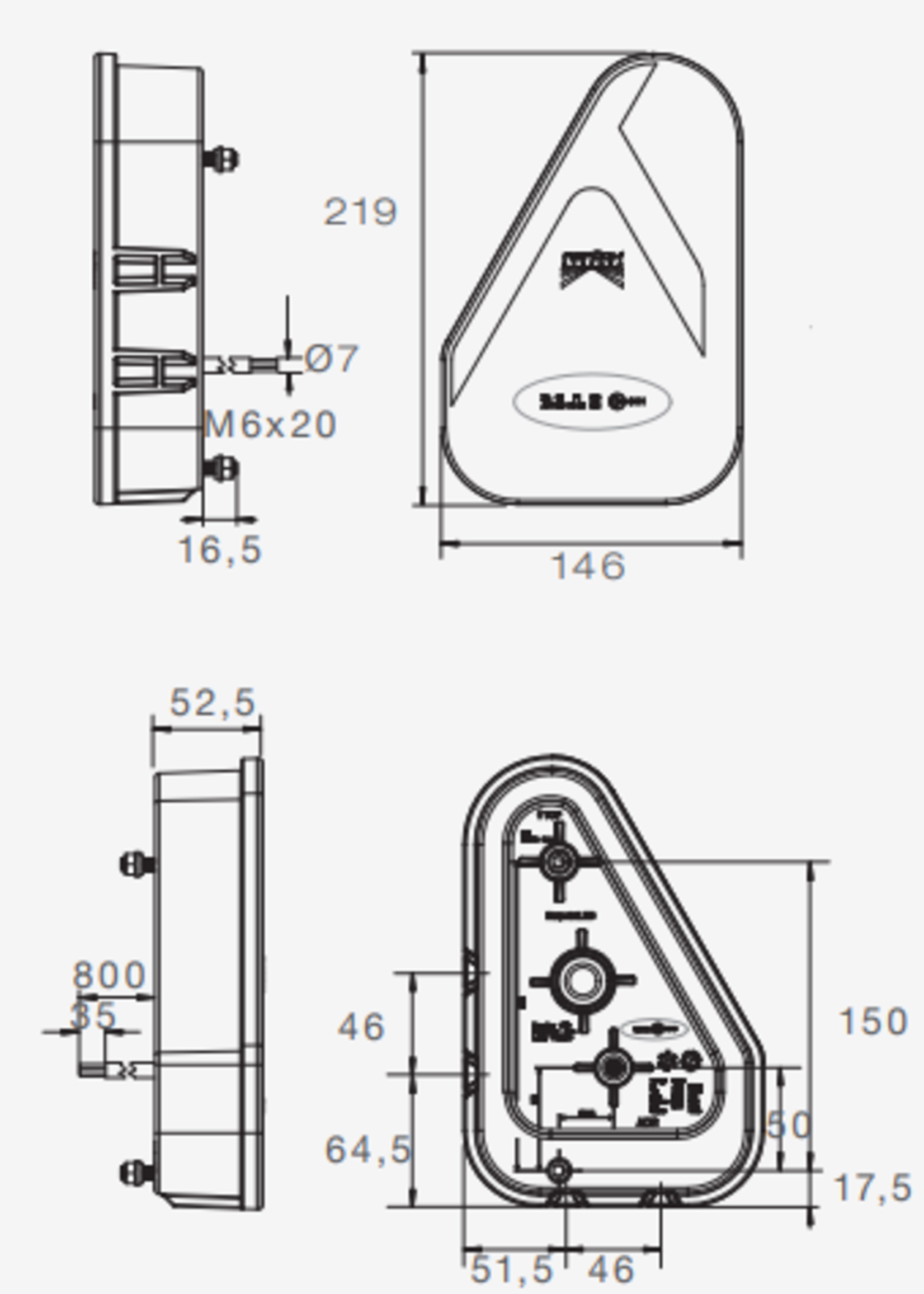 Aspock Aspock Earpoint LED links - inclusief mistlamp - 146x219x52,5 mm