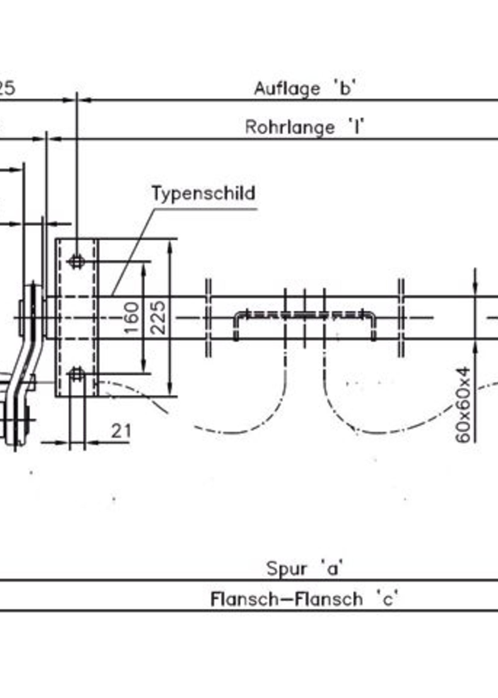 Knott Geremde torsie as - 750 kg - padmaat 1000 mm - flensmaat 1450 mm - 4 gats