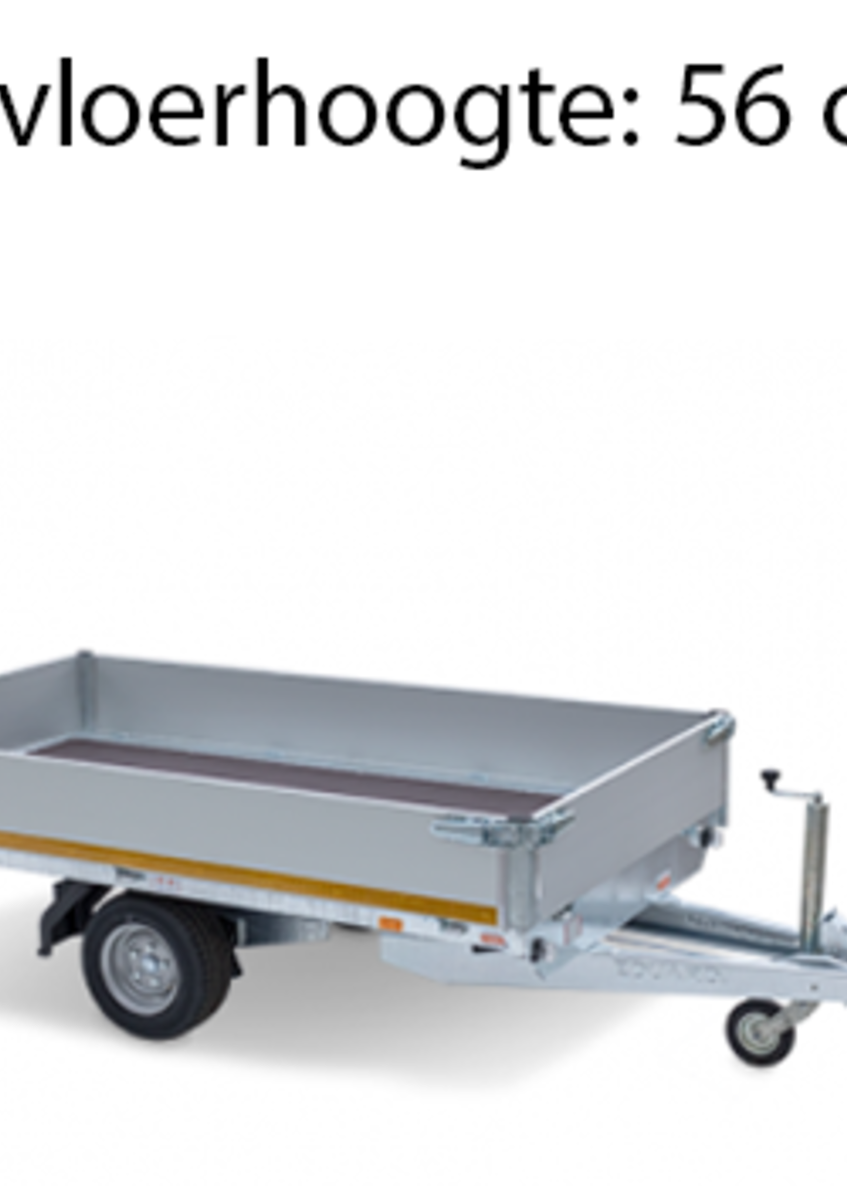 Eduard Geremde Eduard plateauwagen - 256x150 cm - 1500 kg bruto laadvermogen - 56 cm laadvloerhoogte - 30 cm borden