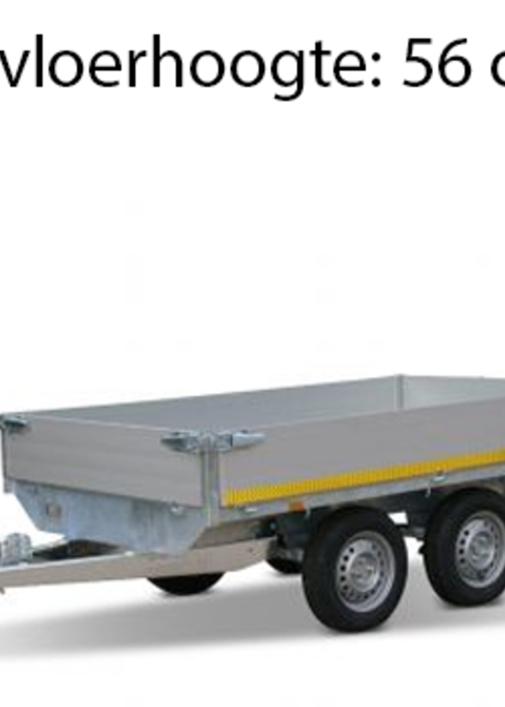 Eduard Geremde Eduard plateauwagen - 256x150 cm - 2000 kg bruto laadvermogen - 56 cm laadvloerhoogte - 30 cm borden 195/55R10
