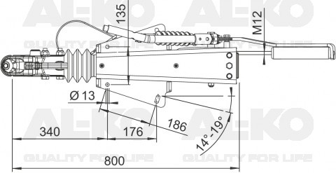 AL-KO oplooprem 2.8VB1/-C - 3500kg maximaal trekvermogen - V-dissel aansluiting